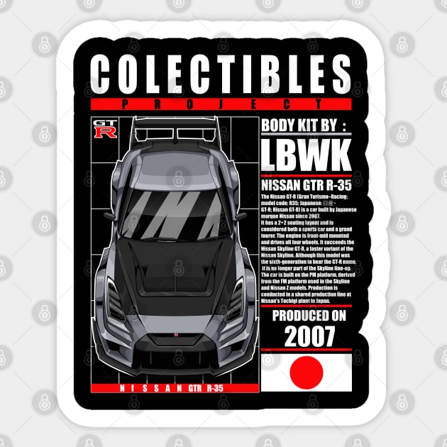 JDM LBWK  NISSAN GTR R-35 METALIC SILVER Sticker by HFP_ARTWORK